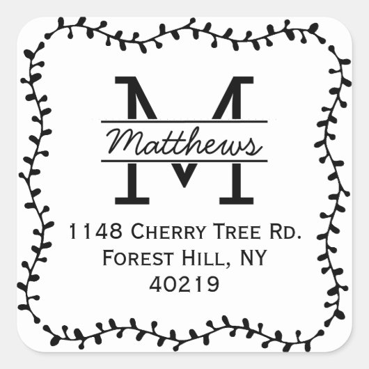 ボタニスタイリッシュカル縁どカスタムモノグラム スクエアシール (正面)