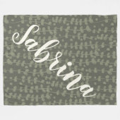 ボタニスタイリッシュ素朴カルセージ緑パーソナライズされた フリースブランケット (正面(横))