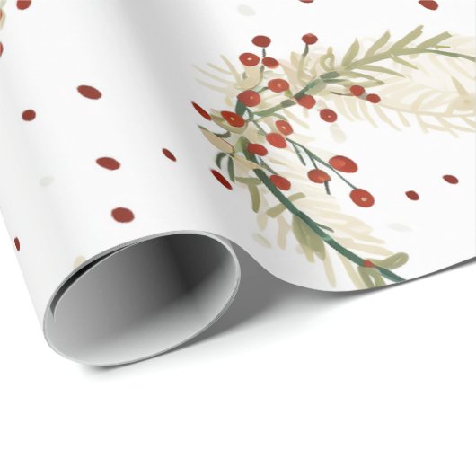 ボタニッかわいらしクフローラホリデークリスマスウィンター ラッピングペーパー (ロールコーナー)