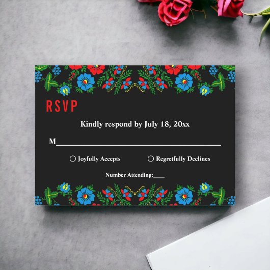 ボタニッエレガントクと白のロマンチックなフローラ 出欠カード