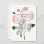 ボタニッエレガントクのソフトピンクローズ結婚ズ 招待状 (正面)