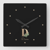 ボタニッエレガントクのモノグラムレターD スクエア壁時計 (正面)