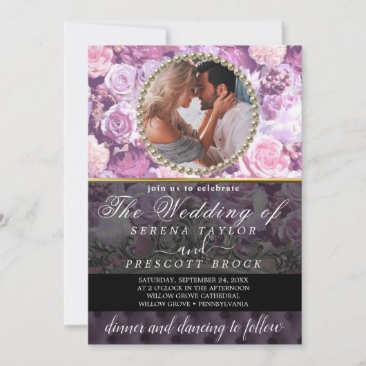 ボタニッエレガントクの結婚写真をすべて1つに 招待状 (正面)