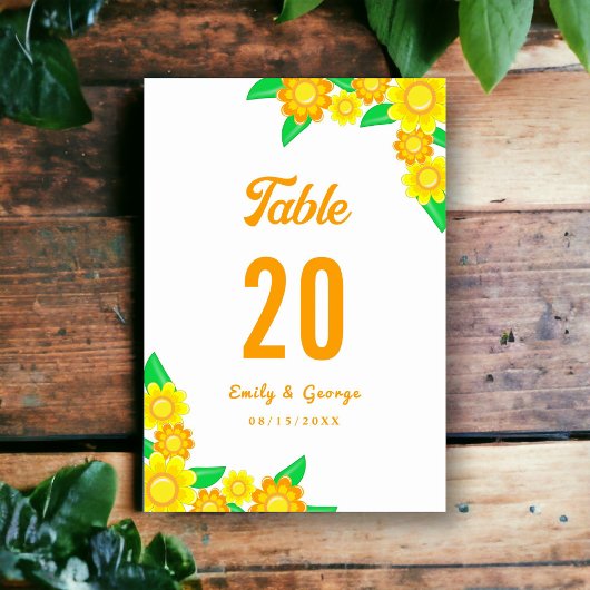 ボタニッエレガントクひまわり夏のフローラ結婚ズ テーブルナンバー