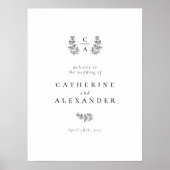 ボタニッエレガントクイニシャル結婚のサイン ポスター (正面)