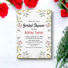 ボタニッエレガントクウォーター色フローラブライダルシャワー 招待状