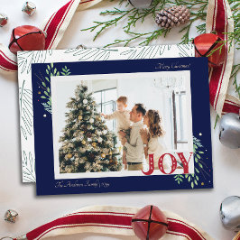 ボタニッエレガントククリスマスジョイファミリーフォトグリーティング シーズンカード