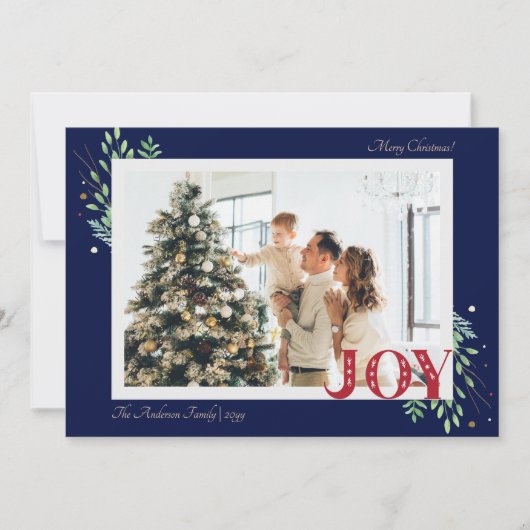 ボタニッエレガントククリスマスジョイファミリーフォトグリーティング シーズンカード (正面)