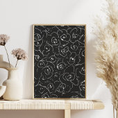 ボタニッエレガントクスケッチパターン白黒 ポスター