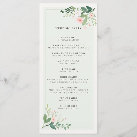 ボタニッエレガントクソフトグリーン赤面フローラ結婚ズ プログラム (裏面)