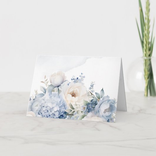 ボタニッエレガントクダスティブルーフローラ結婚ズ サンキューカード (裏面)