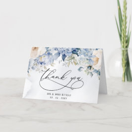 ボタニッエレガントクダスティブルーフローラ結婚ズ サンキューカード