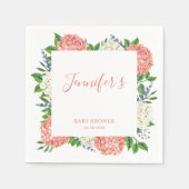 ボタニッエレガントクピンクあじさい赤ちゃんシャワー スタンダードカクテルナプキン (正面)