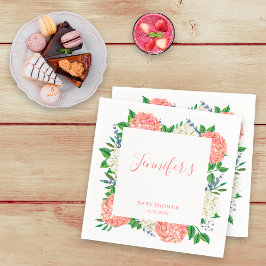 ボタニッエレガントクピンクあじさい赤ちゃんシャワー スタンダードカクテルナプキン