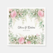 ボタニッエレガントクピンク藤のフローラ結婚ズ スタンダードカクテルナプキン (正面)