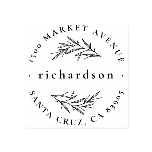 ボタニッエレガントクフォーマルネーム丸差出人住所 ラバースタンプ (インプリント)