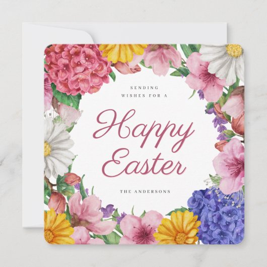 ボタニッエレガントクフラワーイースターフラットホリデーカード シーズンカード (正面)