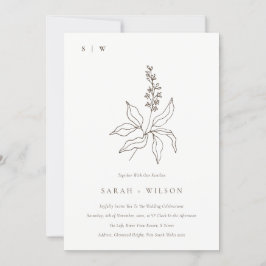 ボタニッエレガントクフローラスケッチモノグラム結婚ズ 招待状