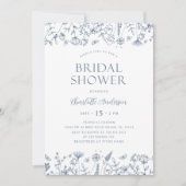 ボタニッエレガントクフローラダスティブルーブライダルシャワー 招待状 (正面)