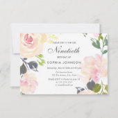 ボタニッエレガントクフローラ90番目の誕生日招待状 招待状 (正面)