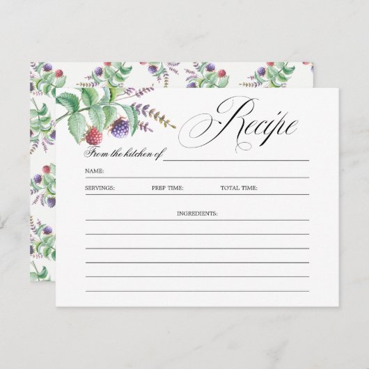 ボタニッエレガントクベリーブライダルシャワーレシピカード (正面/裏面)