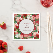 ボタニッエレガントクモダングリーンレッドブルゴーニュ花 スタンダードカクテルナプキン (インサイチュ)