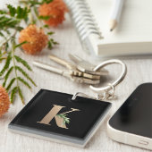 ボタニッエレガントクモノグラム金ゴールド文字K キーホルダー (正面右)