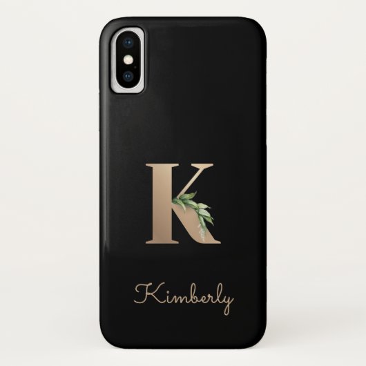 ボタニッエレガントクモノグラム金ゴールド文字K Case-Mate iPhoneケース (裏面)