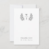 ボタニッエレガントクリーフモノグラムイニシャル結婚ズ サンキューカード (正面)