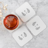 ボタニッエレガントクリーフモノグラムイニシャル結婚ズ スクエアペーパーコースター