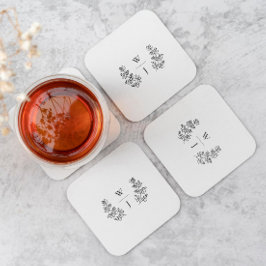 ボタニッエレガントクリーフモノグラムイニシャル結婚ズ スクエアペーパーコースター