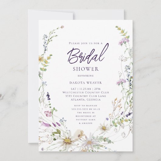 ボタニッエレガントクワイルドフラワーブライダルシャワー 招待状 (正面)
