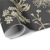 ボタニッエレガントクヴィンテージワイルドフラワーブラックベージュ ラッピングペーパー (ロールコーナー)