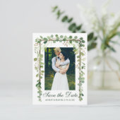 ボタニッエレガントク写真グリーン日付を保存 案内ポストカード (スタンド正面)