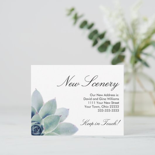 ボタニッエレガントク多肉性の新しいホームムービング 案内ポストカード (スタンド正面)