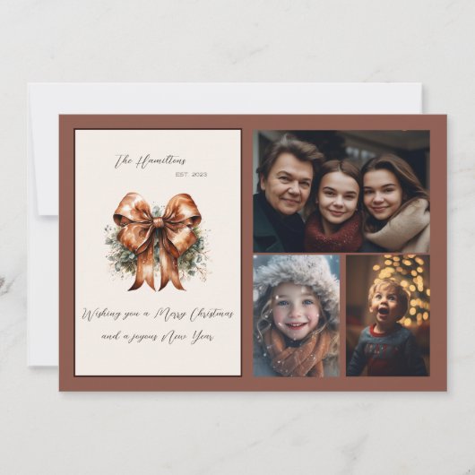 ボタニッエレガントク弓クリスマス三枚写真 シーズンカード (正面)