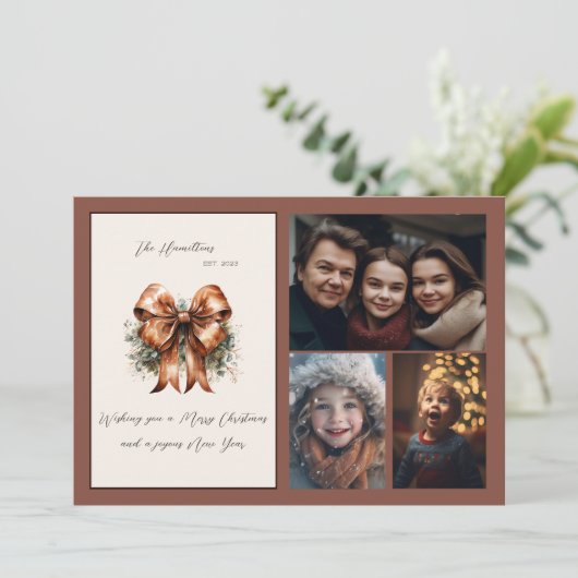 ボタニッエレガントク弓クリスマス三枚写真 シーズンカード (スタンド正面)