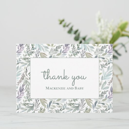 ボタニッエレガントク水彩赤ちゃんシャワー サンキューカード (スタンド正面)