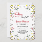 ボタニッエレガントク水色フローラ1st誕生日 招待状 (正面)