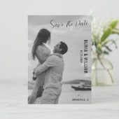 ボタニッエレガントク白黒モノグラムQRコード セーブザデート (スタンド正面)