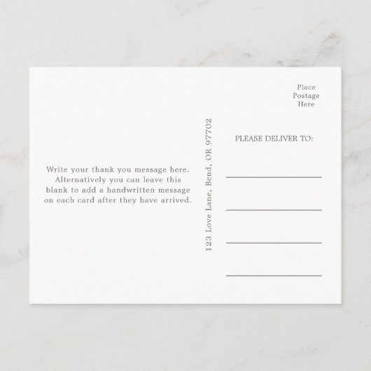 ボタニッエレガントク結婚の感謝はがき ポストカード (裏面)