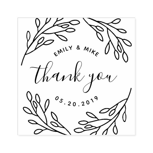 ボタニッエレガントク結婚式の引き出物ありがとう ラバースタンプ (インプリント)