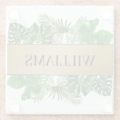 ボタニッエレガントク緑のフェイク金ゴールドヤシ ガラスコースター (裏面)