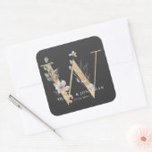 ボタニッエレガントク緑の紫の結婚式の引き出物 スクエアシール (封筒)