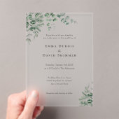 ボタニッエレガントク緑シンプルのの結婚スクリプト アクリル招待状 (インサイチュ (ポータブル))