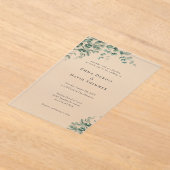 ボタニッエレガントク緑シンプルのの結婚スクリプト アクリル招待状 (レイダウン)