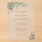 ボタニッエレガントク緑シンプルのの結婚スクリプト アクリル招待状 (正面)