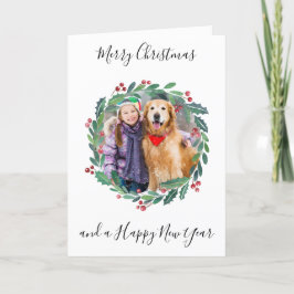 ボタニッエレガントク緑リースクリスマスフォト シーズンカード