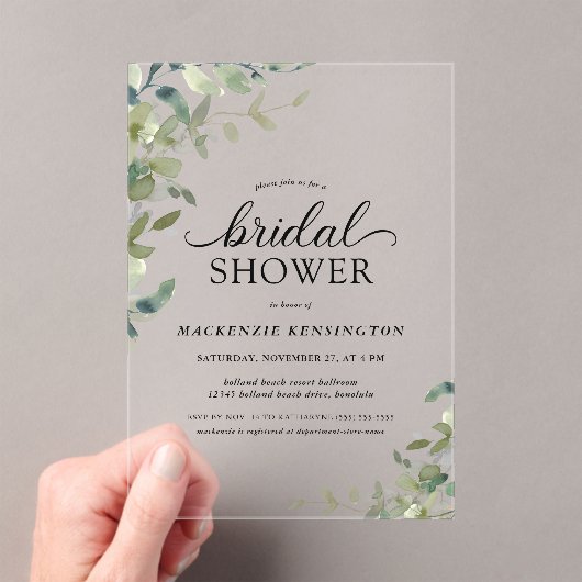 ボタニッエレガントク緑化ブライダルシャワー アクリル招待状 (インサイチュ (ポータブル))