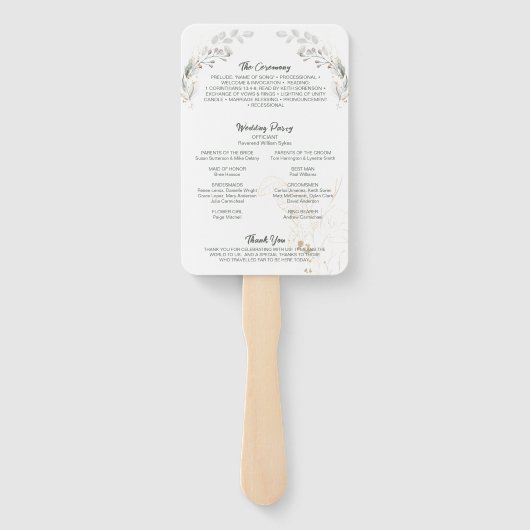 ボタニッエレガントク緑化写真結婚式 プログラム ハンドファン (裏面)